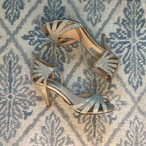 Betsey Johnson Silver Rhinestone Heels